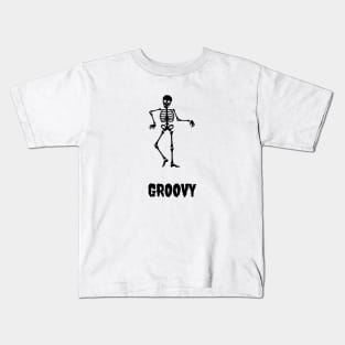 Groovy, dancing skeleton, funny halloween sticker Kids T-Shirt